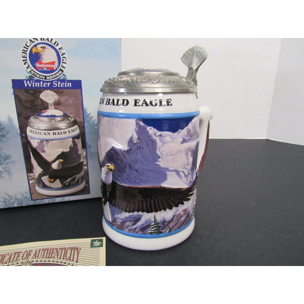 1999 Anheuser Busch American Bald Eagle Winter Stein Collector Edition 7 1/4"